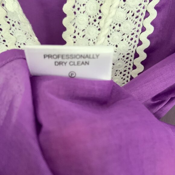 Tory Burch Cotton Purple Boho Marissa Poplin Peasant Tunic Embroidered Size 8 - Picture 6 of 9